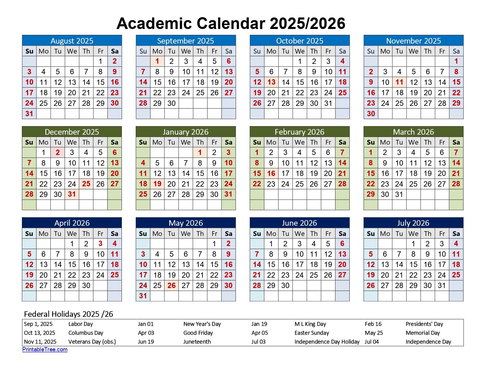 academic calendar
